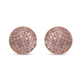 9K Rose Gold Natural Pink Diamond (I3) Stud Earrings (with Push Back) 0.35 Ct.