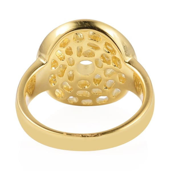 WEBEX- RACHEL GALLEY Yellow Gold Overlay Sterling Silver Enkai Sun Small Disc Ring, Silver wt 5.16 Gms.