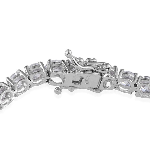 Lustro Stella - Platinum Overlay Sterling Silver (Rnd) Bracelet (Size 8) Made with Finest CZ