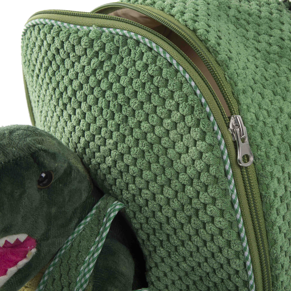 Plush Convertable Dinosaur Backpack with Trolley and Detachable Cuddly Toy (12 Inches) - Dinosaur