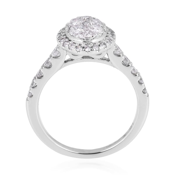 NY Close Out Deal - 14K White Gold Diamond (I1/G-H) Cluster Ring 1.00 Ct.