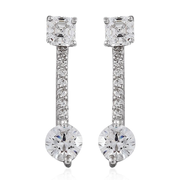 Lustro Stella - Platinum Overlay Sterling Silver (Rnd) Earrings (with Push Back) Made with Finest CZ