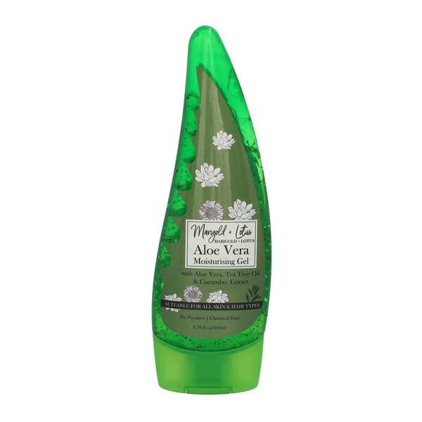 Marigold + Lotus: Aloe Vera Moisturising Gel with Tea Tree oil and Cucumber Extract  - 200 ML