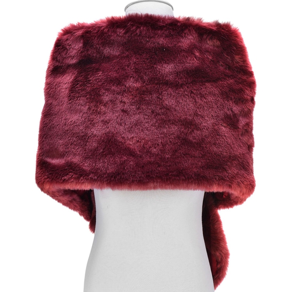 Faux Fur Red Wrap - Collar (Size 150x27 Cm)