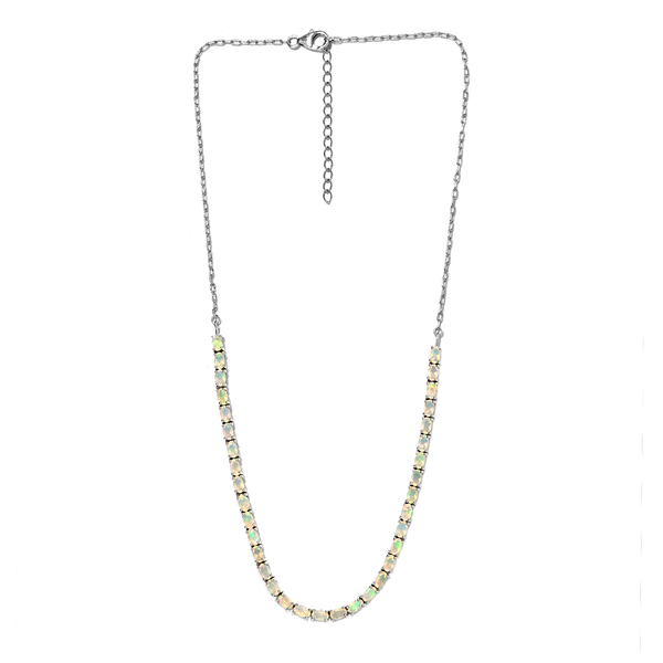 Ethiopian Welo Opal Necklace (Size - 18 with 2 inch Extender) in Platinum Overlay Sterling Silver 4.