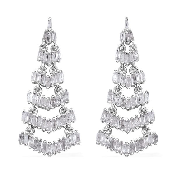 1 Carat Diamond Chandelier Earrings in Platinum Plated Sterling Silver