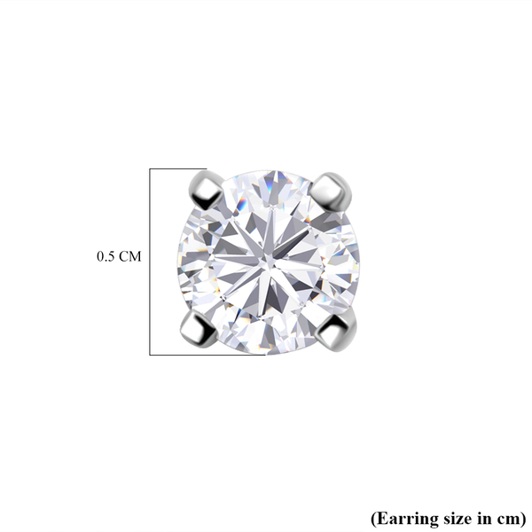 Set of 3 - Moissanite Stud Earrings (with Push Back) in Rhodium Overlay Sterling Silver 1.45 Ct.