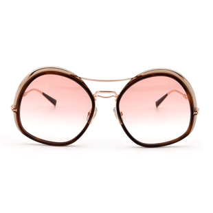 MAX MARA Ladies Gold and Brown Tort Oversized Sunglasses with Pink Lenses