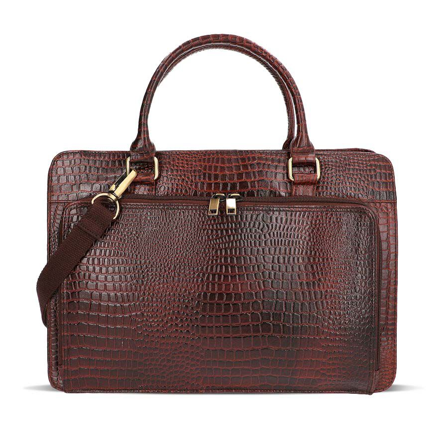 100 Genuine Leather Laptop Bag in Chocolate Brown Colour Size 38