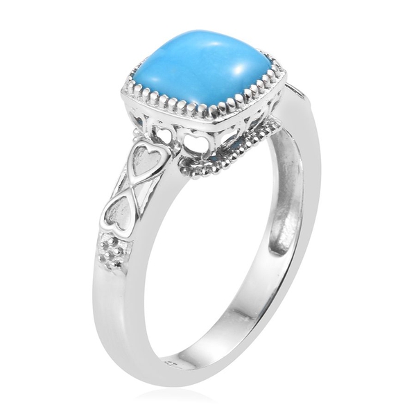 Arizona Sleeping Beauty Turquoise (Cush) Solitaire Ring in Platinum Overlay Sterling Silver 2.250 Ct.