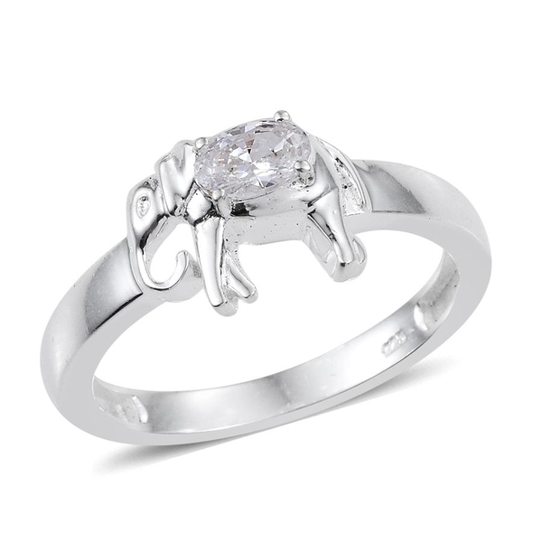 Lustro Stella - Sterling Silver (Ovl) Elephant Ring Made with Finest CZ