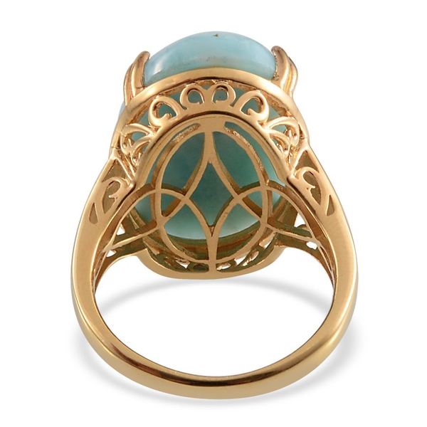 Larimar (Ovl) Solitaire Ring in 14K Gold Overlay Sterling Silver 20.000 Ct.