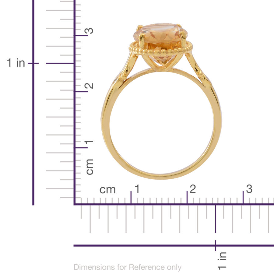 Rare Uruguay Citrine (Ovl 5.84 Ct), Natural Cambodian White Zircon Ring in 18K Vermeil Yellow Gold Plated Sterling Silver 5.92 Ct.
