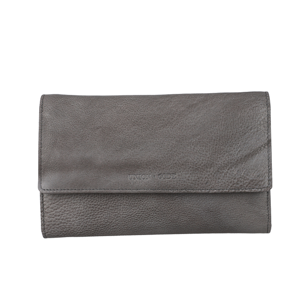 100% Genuine Leather Clutch Wallet - Gray
