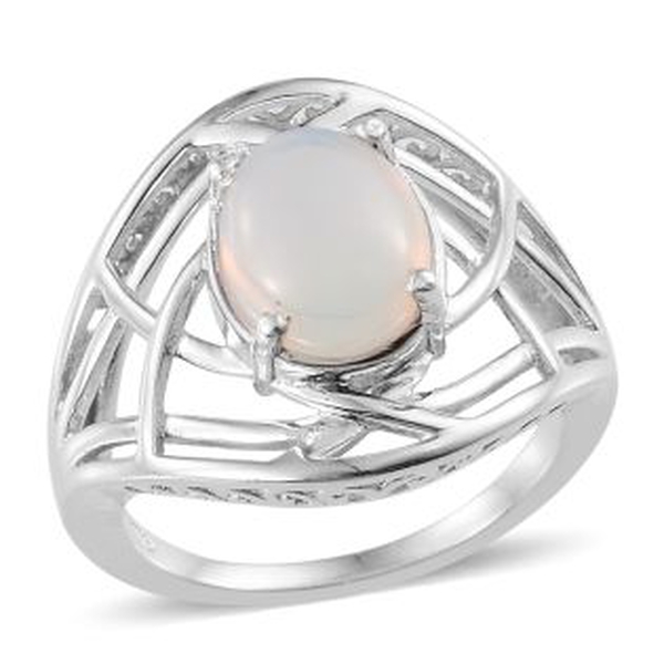 Ethiopian Welo Opal (Ovl) Solitaire Ring in Platinum Overlay Sterling Silver 1.750 Ct.
