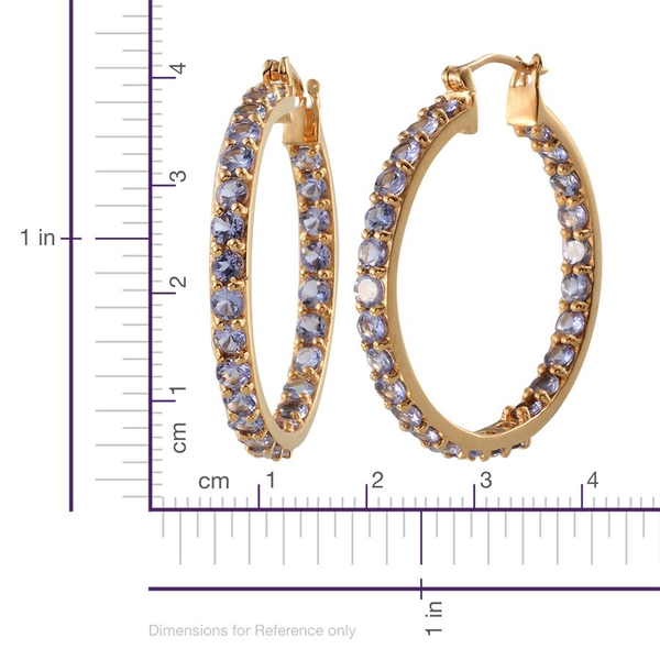 Tanzanite (Rnd) Hoop Earrings (with Clasp Lock) in 14K Gold Overlay Sterling Silver 5.750 Ct.