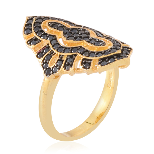 Boi Ploi Black Spinel (Rnd) Ring in 14K Gold Overlay Sterling Silver 2.350 Ct. Silver wt. 7.00 Gms.