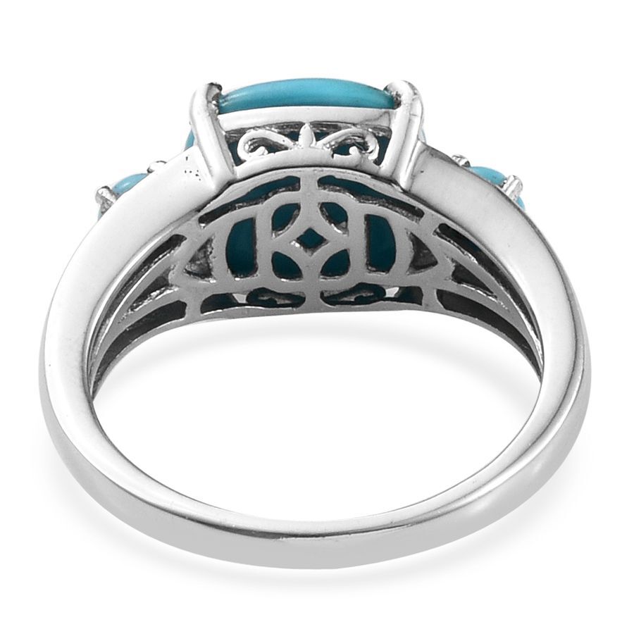 Arizona Sleeping Beauty Turquoise (Cush 3.75 Ct) Ring in Platinum Overlay Sterling Silver 4.000 Ct.