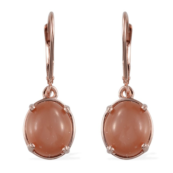 Mitiyagoda Peach Moonstone (Ovl) Earrings in Rose Gold Overlay Sterling Silver 8.750 Ct.