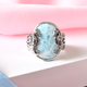 Sajen Silver NATURES JOY Collection - Larimar Enamelled Seahorse Ring in Platinum Overlay Sterling S