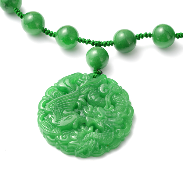 Green Jade Necklace (Size - 20) in Sterling Silver 624.00 Ct.
