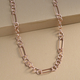 NY Designer Close Out - Rose Gold Overlay Sterling Silver Figaro Necklace (Size - 22) With Lobster Clasp, Silver Wt. 8.35 Gms