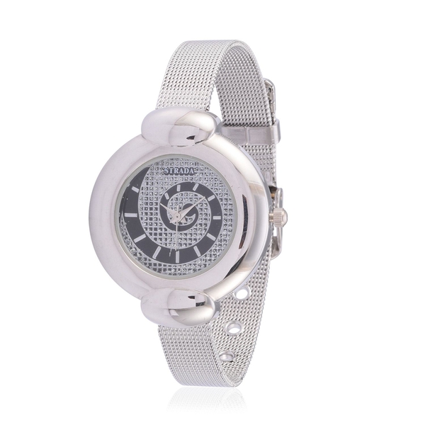 STRADA Japanese Movement Stardust Dial Water Resistant Watch in Silver Tone with Stainless Steel Bac