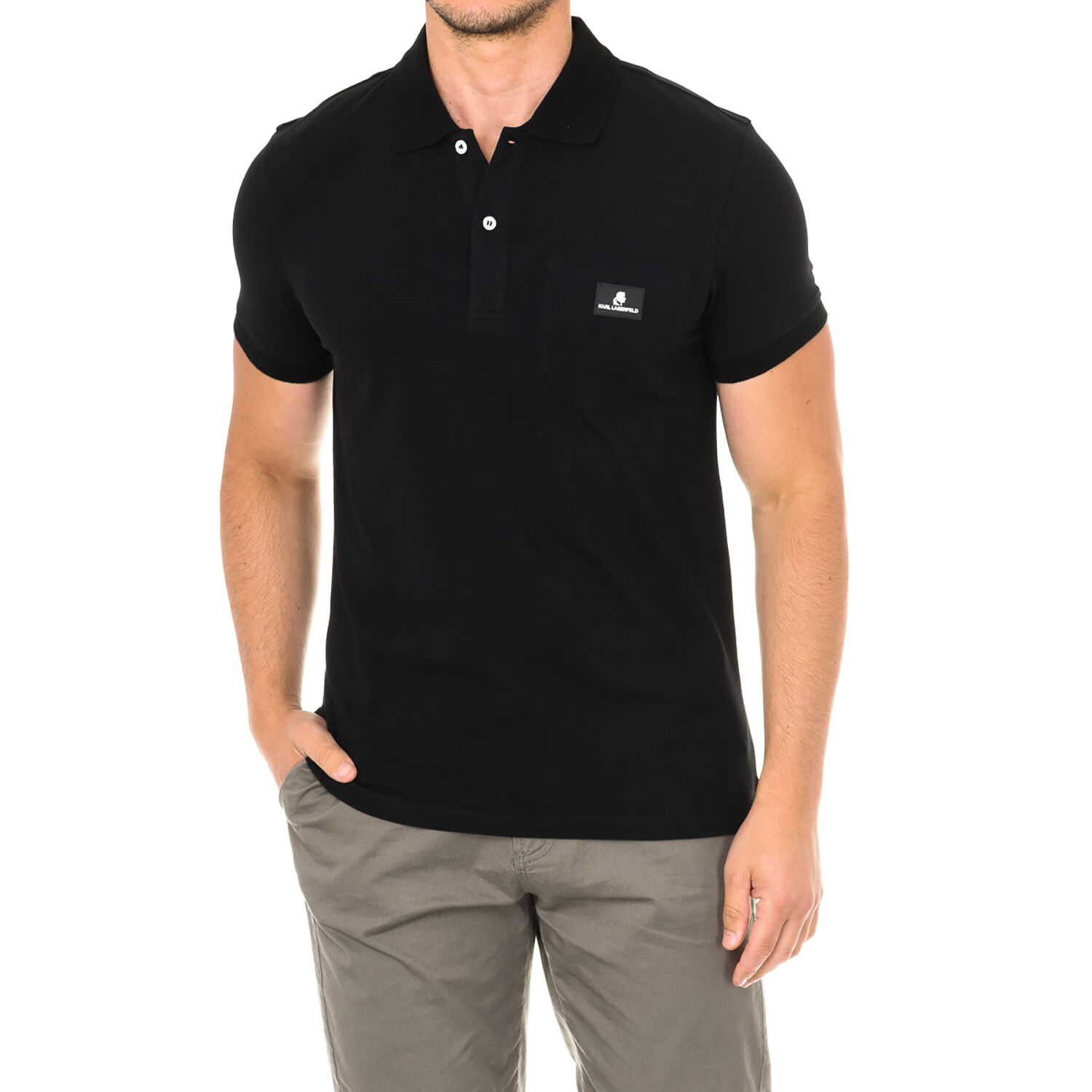 Karl Lagerfeld - Mens Basic Polo Short Sleeve - Black Size - M