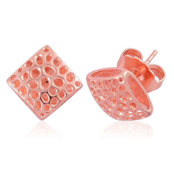 RACHEL GALLEY Rose Gold Overlay Sterling Silver Memento Diamond Stud Earrings (with Push Back), Silv