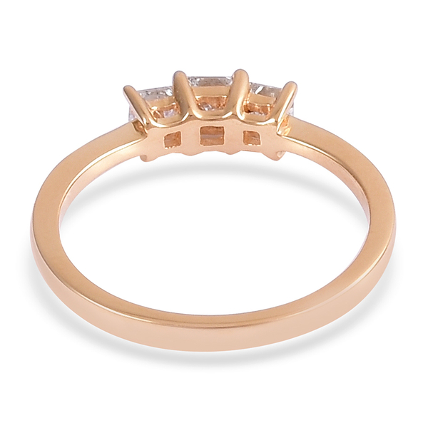 ILIANA 18K Yellow Gold IGI Certified Diamond (Sqr) (SI/ G-H) 3 Stone Engagement Ring 0.500 Ct.