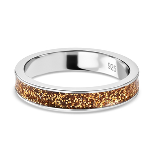 Sterling Silver Golden Smalto Band Ring