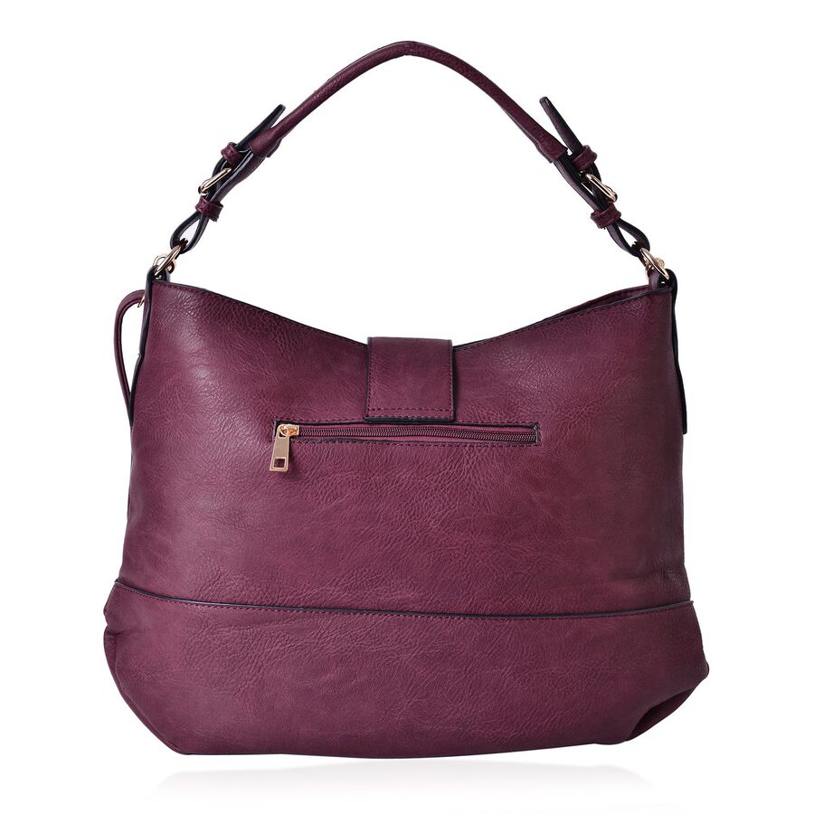 Burgundy Large Tote Bag with External Zipper Pocket and Adjustable and Removable Shoulder Strap ...