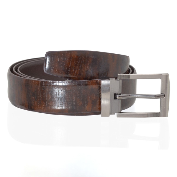 Genuine Leather Brown Colour Mens Belt with Silver Tone Buckle (Size 38-40.5 inch)