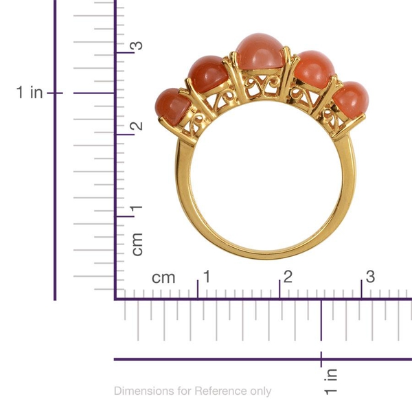Mitiyagoda Peach Moonstone (Ovl 2.00 Ct) 5 Stone Ring in 14K Gold Overlay Sterling Silver 6.250 Ct.