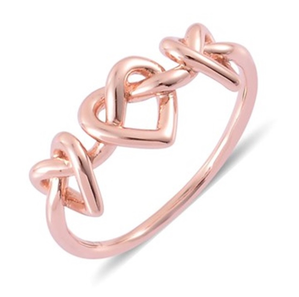 Lucy Q Rose Gold Overlay Sterling Silver Entwined Heart Ring