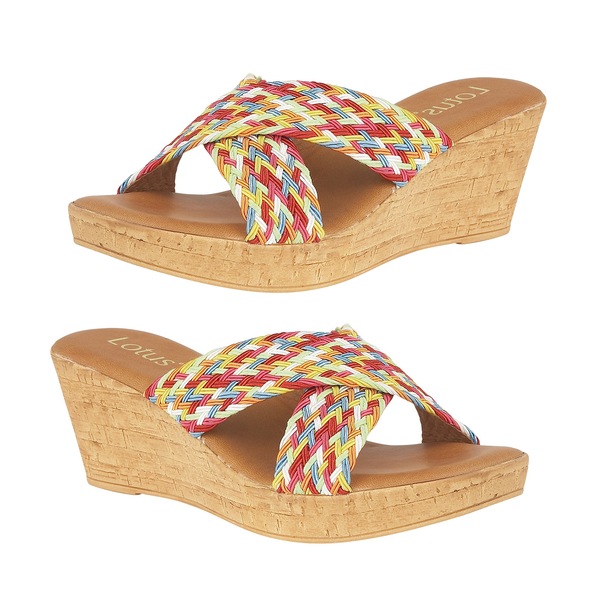 Lotus Jacinta Mule Wedge Sandals (Size 4) - Rainbow