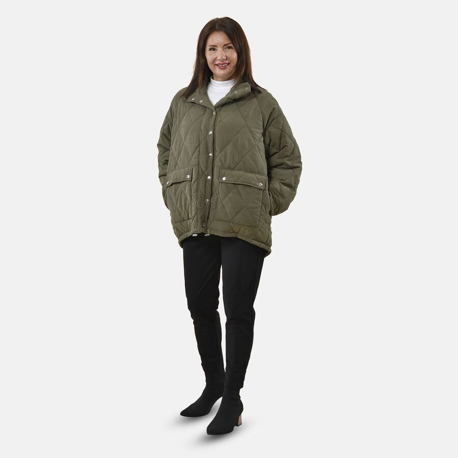 Tamsy Polyester Solid Jacket - Green