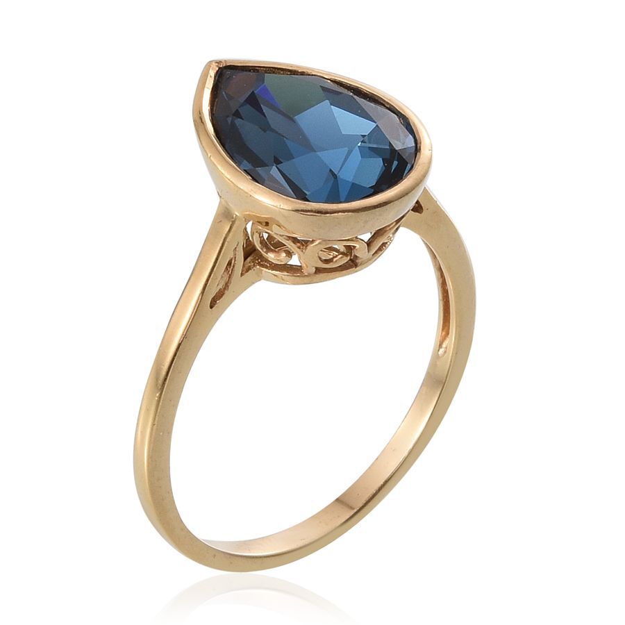 - Montana Crystal (Pear) Solitaire Ring in 14K Gold Overlay Sterling Silver 4.500 Ct.