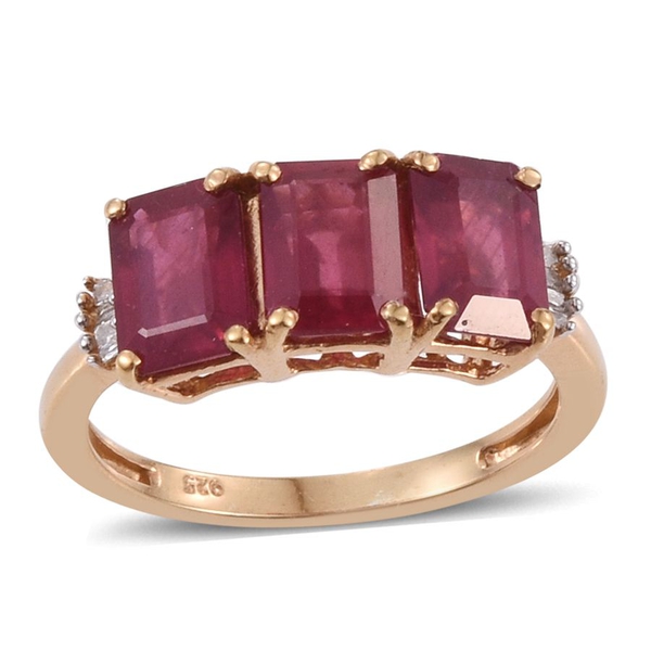 African Ruby (Oct), Diamond Ring in 14K Gold Overlay Sterling Silver 5.000 Ct.