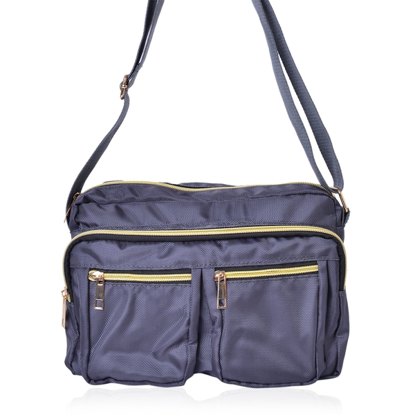 Dark Grey Colour Multi Pocket Waterproof Crossbody Bag with Adjustable Shoulder Strap (Size 27X18X9 
