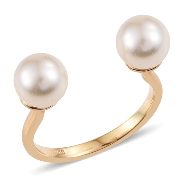 - Cream Pearl (Rnd) Open Ring in 14K Yellow Gold Overlay Sterling Silver 7.250 Ct.