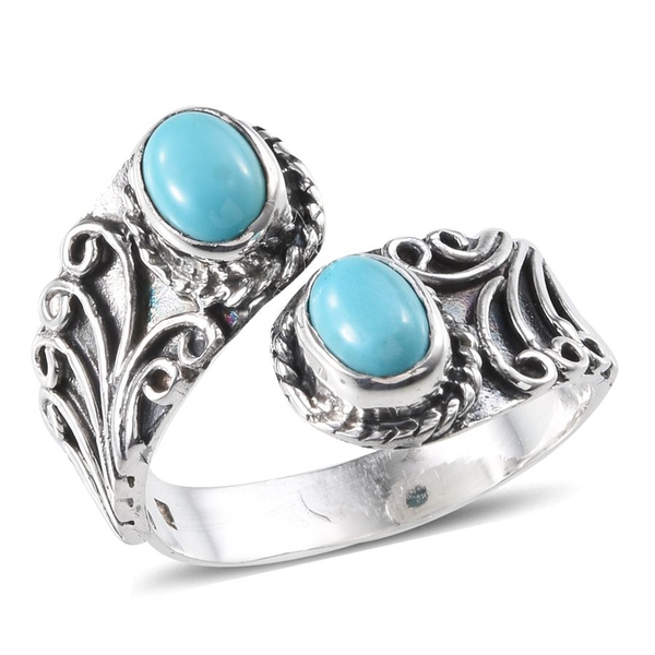 Jewels of India Arizona Sleeping Beauty Turquoise (Ovl) Ring in Sterling Silver 1.630 Ct.