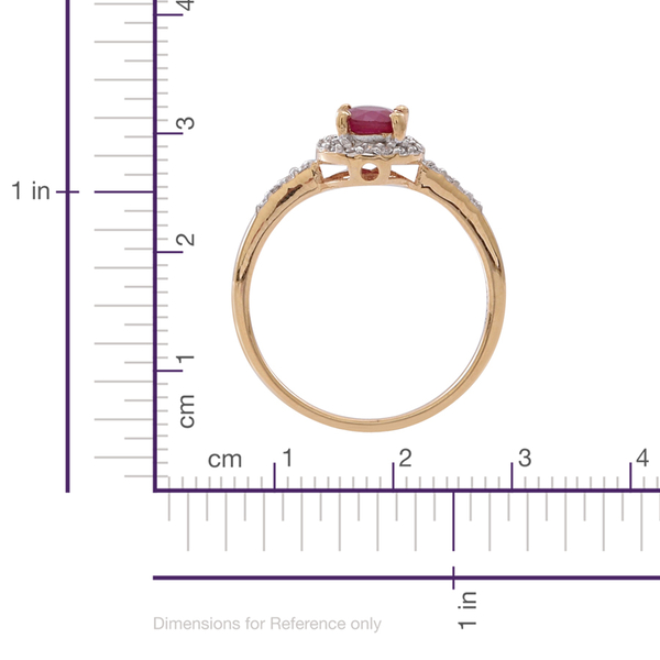ILIANA 18K Y Gold Ruby (Rnd 0.85 Ct), Diamond Ring 1.000 Ct.