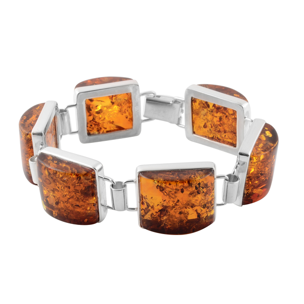 Baltic Amber Bracelet in Silver 19 Grams 7.75 Inch