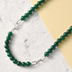 Green Onyx Paperclip Necklace (Size - 20) in Silver Tone