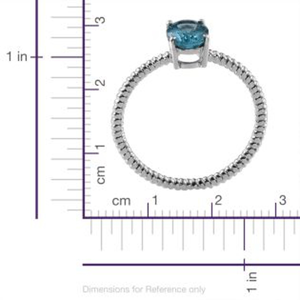 Paraiba Apatite (Ovl) Solitaire Ring in Platinum Overlay Sterling Silver 1.000 Ct.