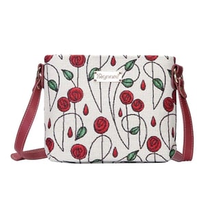 Signare Tapestry Mackintosh Simple Rose Pattern Cross Body Bag (Size 22X19X6 Cm) - Cream & Multi