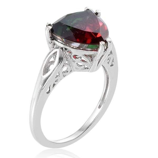 Tourmaline Colour Quartz (Trl) Solitaire Ring in Platinum Overlay Sterling Silver 4.750 Ct.