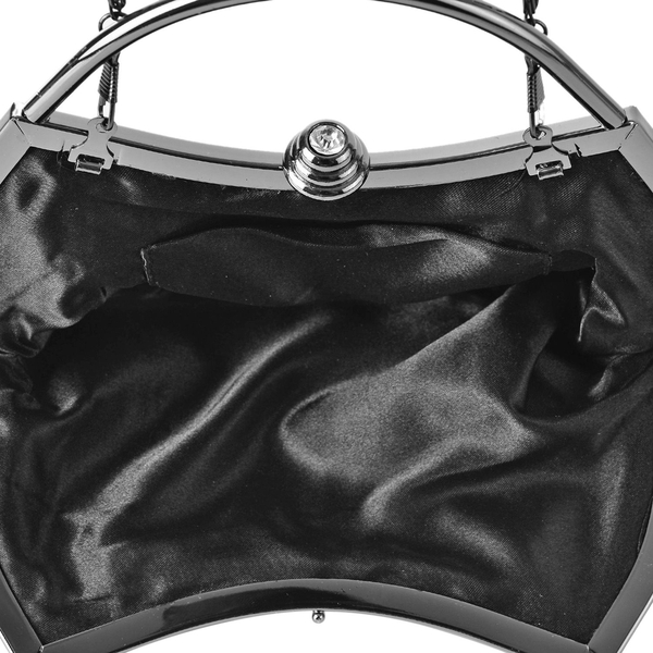 AAA White Austrian Crystal Waterfall Clutch Bag in Black Tone (Size 18x13.5 Cm)