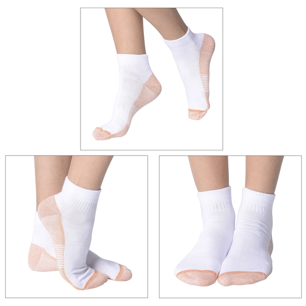 Set of 4 - Copper Infused Socks (Size S/M size  36-39) - Beige, Light Grey, Black & White